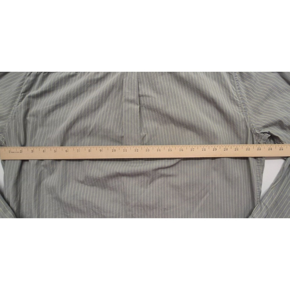 Gap men's gray long sleeve yellow striped button up shirt XL 100% Cotton pockets - Picture 12 of 13